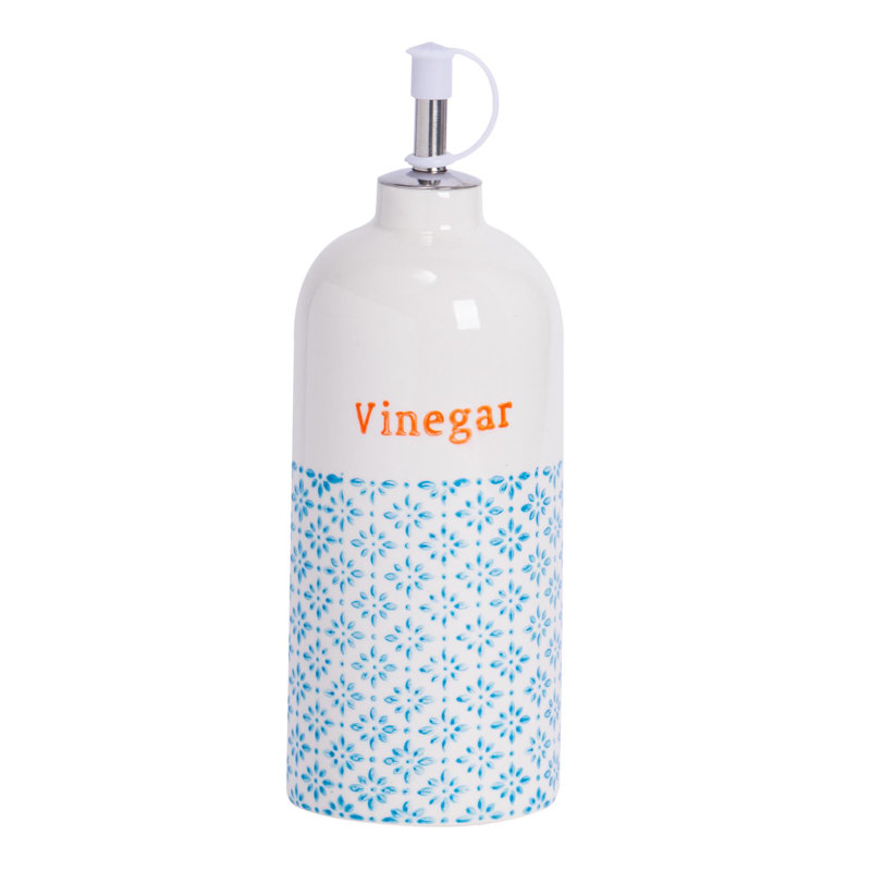 Nicola Spring - Hand-Printed Vinegar Pourer Bottles - 500ml - Blue
