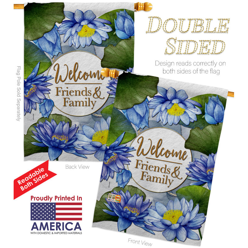 Drapeau de jardin en polyester Lotus, H 40 po x l 28 po