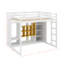 Lit mezzanine double en bois avec tablettes, armoire et garde-robe-1869925320