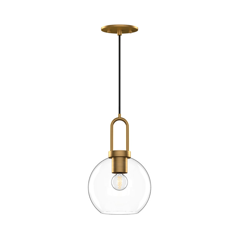 Luminaire suspendu en forme de globe à 1 lumière Soji, Doré vieilli, H 15 po x l 7,88 po x P 7,88 po