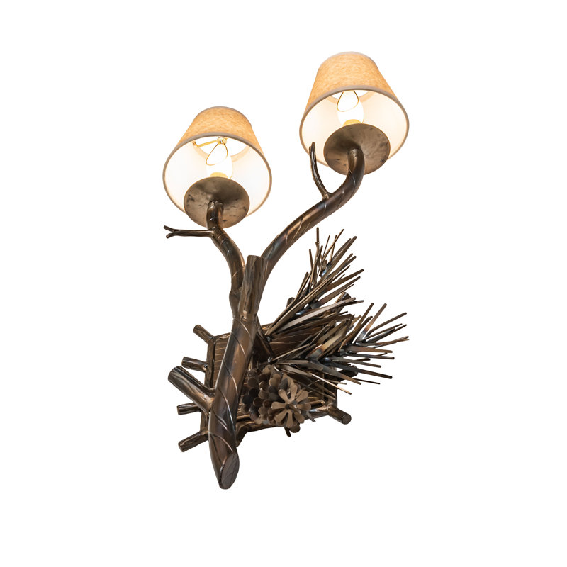 12" Wide Pinewood 2 Light Right Wall Sconce