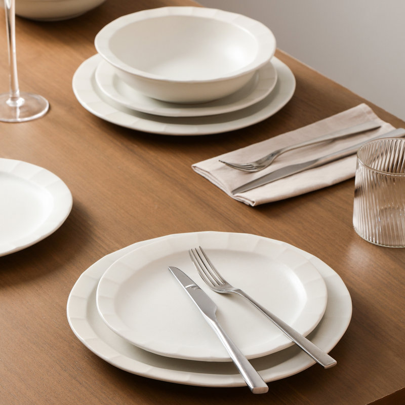 Stone Lain Oasis 12-Piece Dinnerware Set Stoneware, White