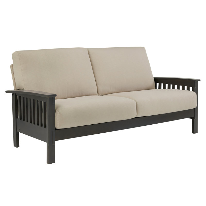 Encinal Square Arm Loveseat, Beige Linen, Gray, 34" H x 76" W x 34" D