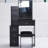 American Design Small Space Vanity Table With Cushioned Stool, Large Sliding Mirror, Multi-layer Storage, Black Dresser Size Left Bedside Cabinet Extra High Capacity Storage For Space,-1920891991