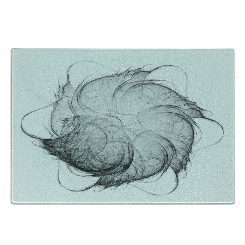 Ambesonne, art abstrait, planche à découper en verre trempé, formes futuristes, image, gris, blanc