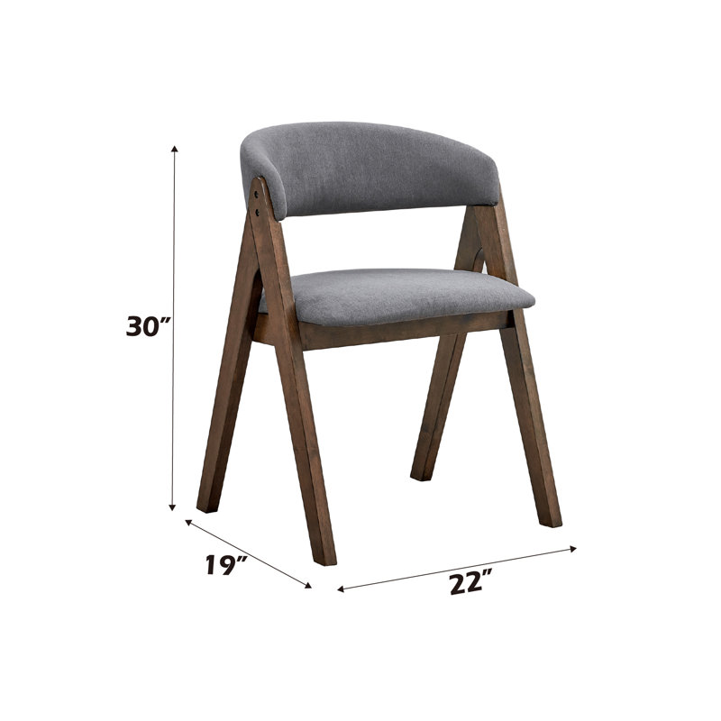 Chaise d'appoint Hridhaan ACME Keiki (lot de 2), tissu gris et finition noyer DN02916