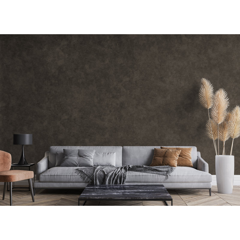 Portobello 10.05m x 53cm Textured Metallic Wallpaper Roll, Dark Brown
