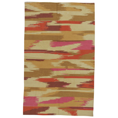 Tapis rectangulaire en laine à tissage plat