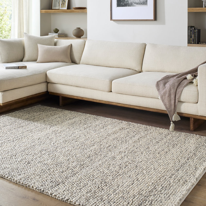 Moroccan Wool Hand Woven Area Rug, Taupe/Charcoal/Sandstone, Rectangle 153 x 230 cm