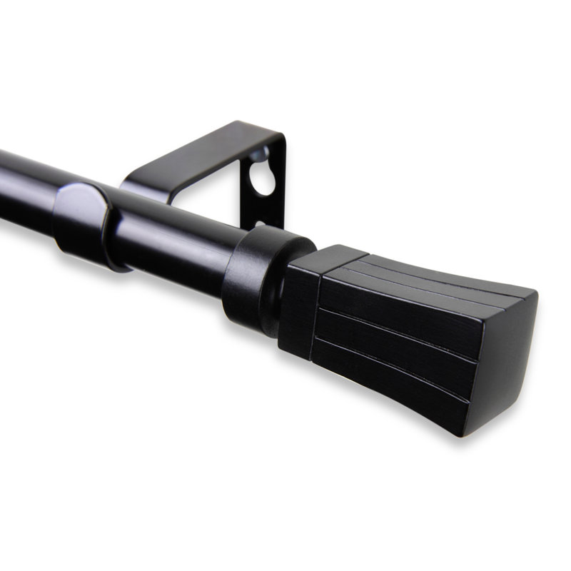 Tringle à rideaux simple réglable Shamar, Noir, 48 po - L 84 po