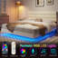 Base de lit plateforme, lit à lumières DEL avec tête de lit tapissier avec station de charge, sommier à lattes, aucun sommier requis,-1299687380-1299687383