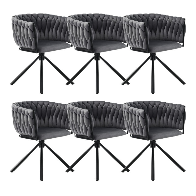 Authneil Velvet Metal Armchair, 6, Grey, Black