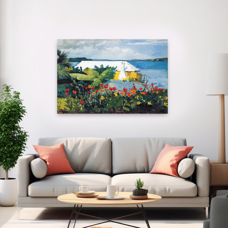 Flower Garden And Bungalow, Bermuda, 1899 Classic Abstract Coastal Flower Wall Art Print by Winslow Homer - 1 Piece Wrapped Canvas Wall Art