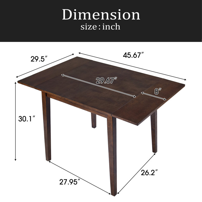 29"- 45" Extendable Dining Table For 4, Folding Kitchen Table With Rubberwood Legs, Space-Saving Dinner Table For Living Room, Kitchen, Dining Room, Small Space