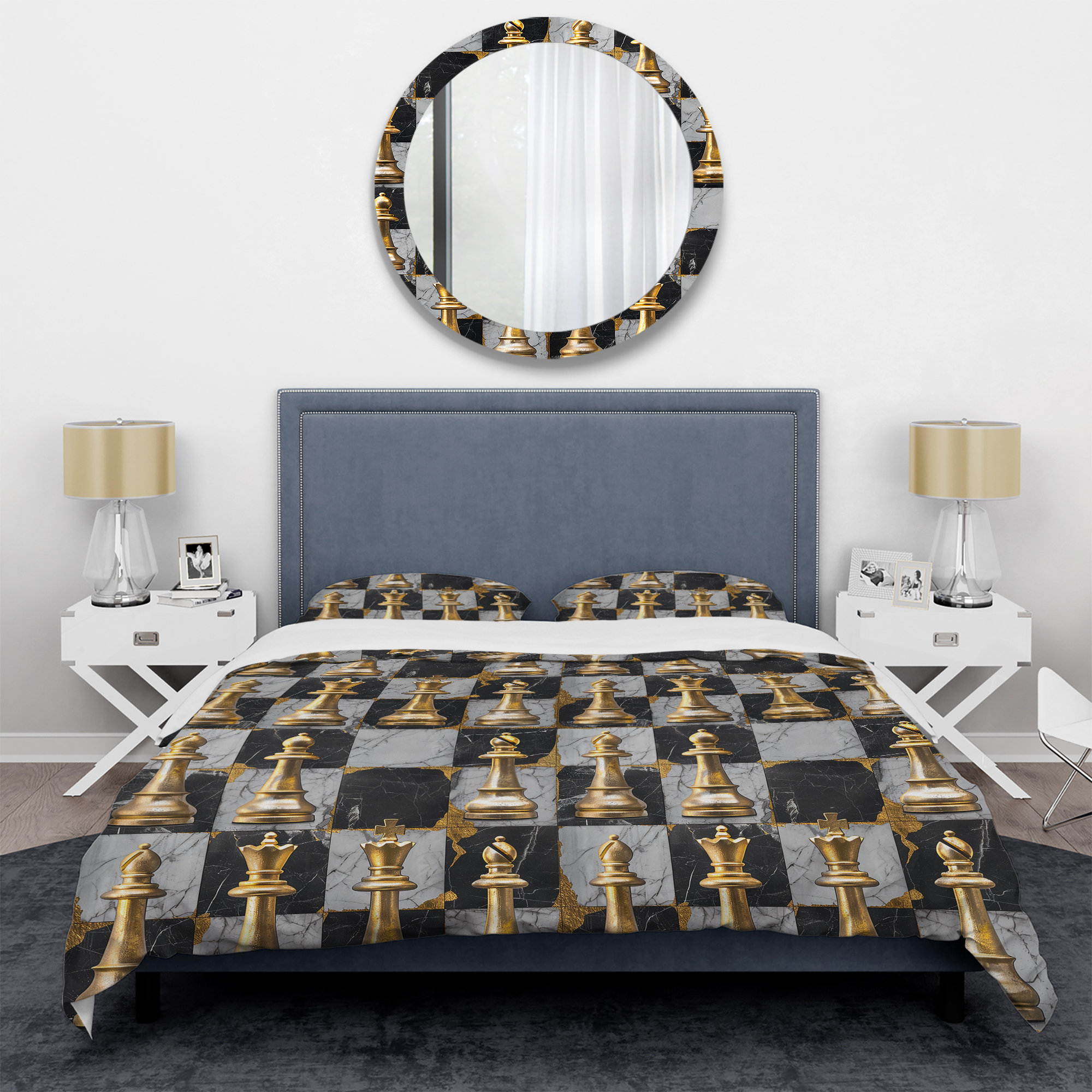 Chess Colorful Pattern Print Bed Set Quilt