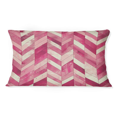 Coussin lombaire rose à motif de chevrons II