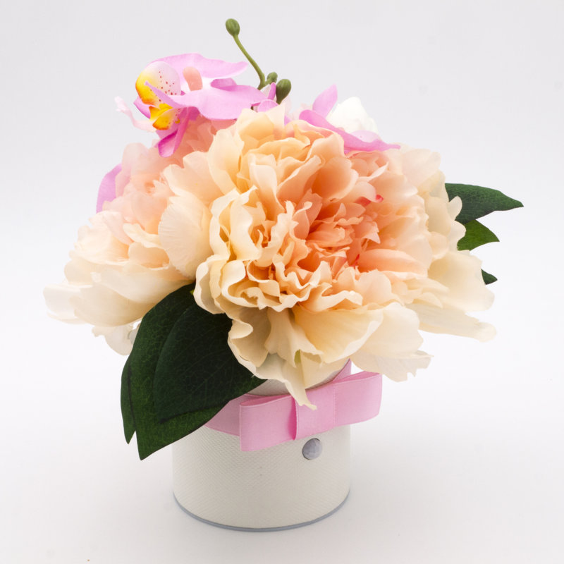Pink Peony Flower Bouquet With Motion Sensor Night Light