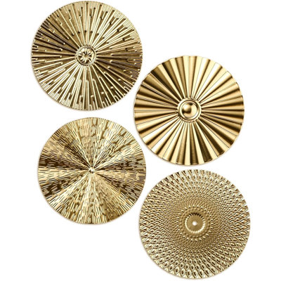 4-piece 12" Gold Sunburst Metal Wall Art 