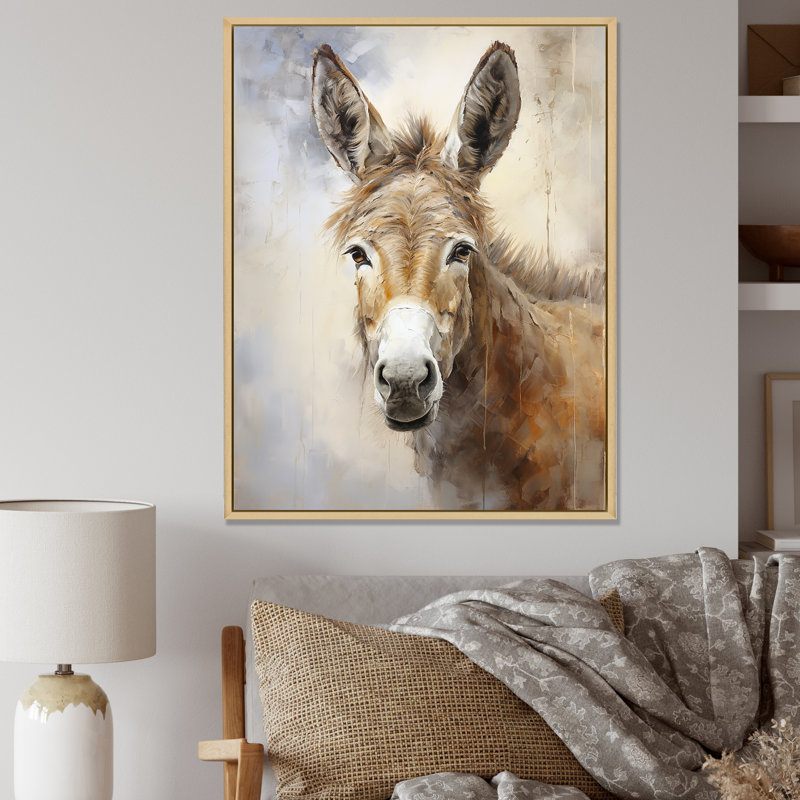 Soph sophistiqué Donkey Portrait II - Donkey, reproduction d'art sur toile encadrée, H 32 po x l 24 po x P 1 po