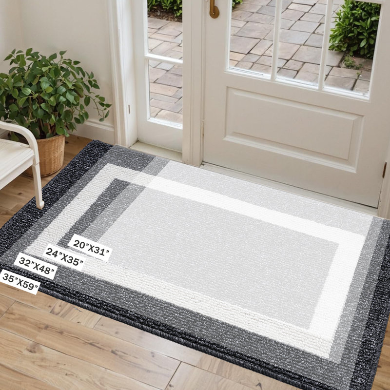 Tapis d'entrée antidérapant en caoutchouc pour l'intérieur et l'extérieur, Noir, L 32 po x L 48 po