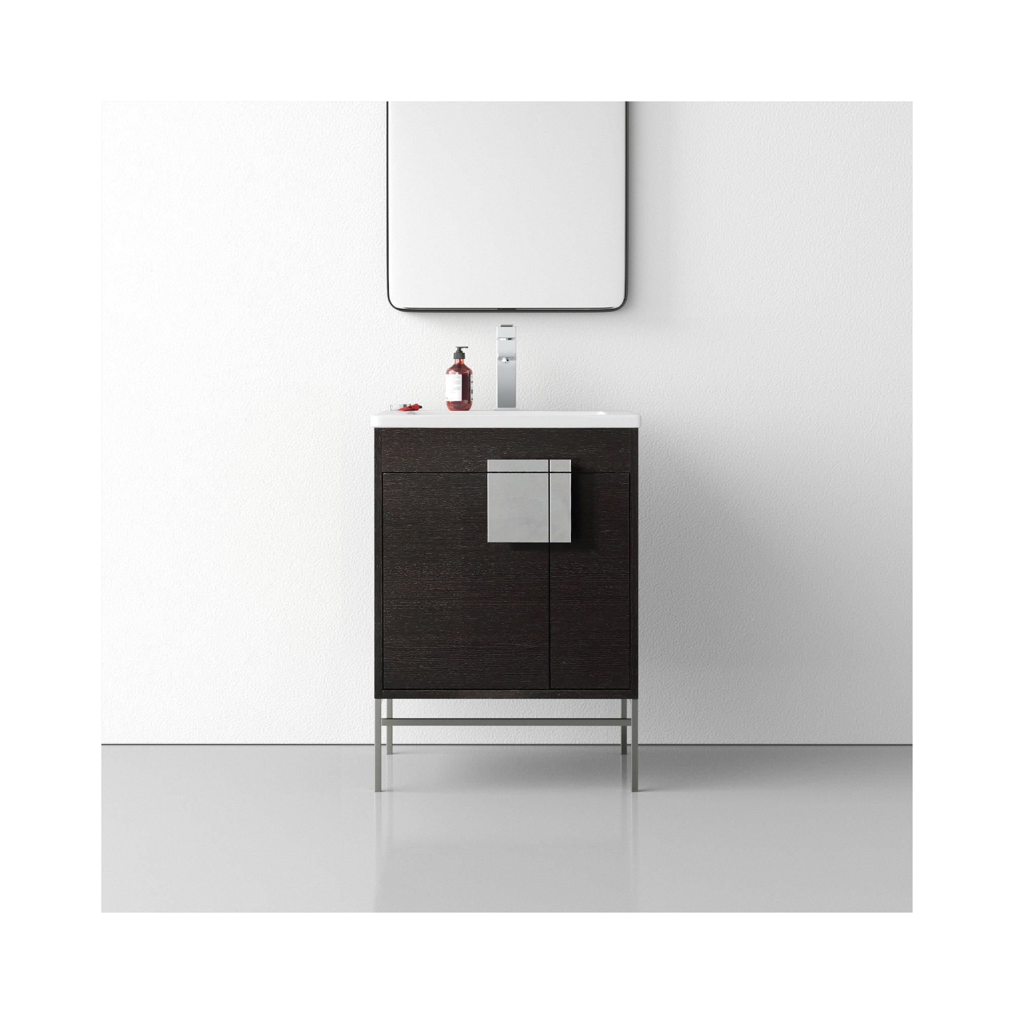 Maisie 24'' Single Bathroom Vanity, Polished Chrome, Black