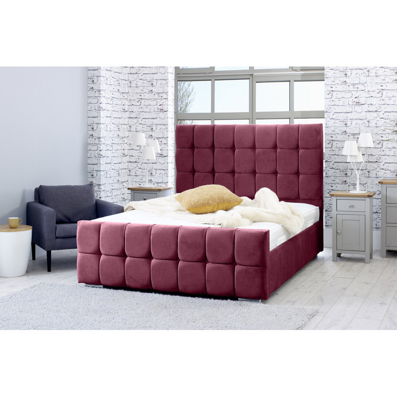 Ainhara Upholstered Bed, Single (3'), Maroon