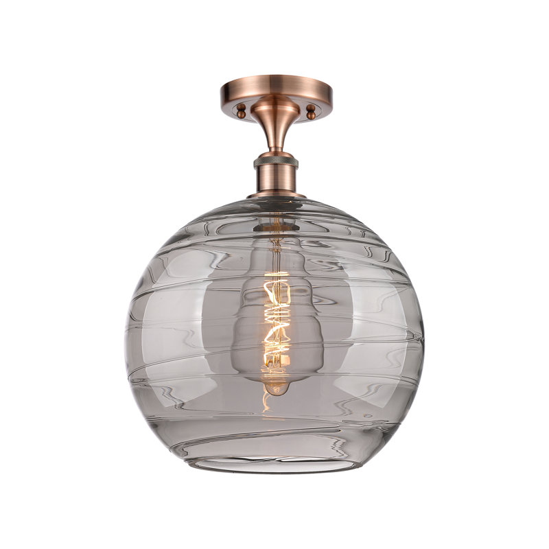 Plafonnier semi-encastré 1 lumière Wager, H 14,63 po x l 5,88 po x P 5,88 po, Cuivre antique