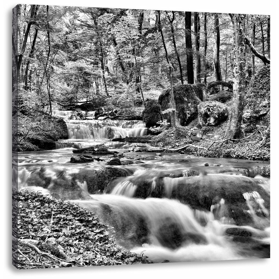 Leinwandbild Waldbach im Herbst