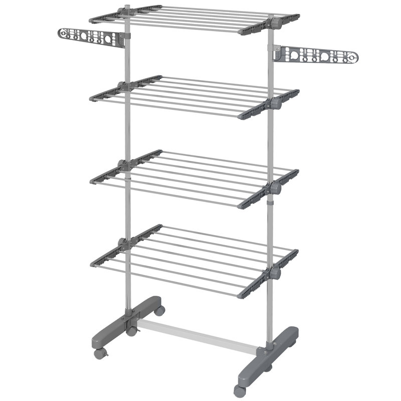 Foldable Standard Drying Rack, Silver/Black