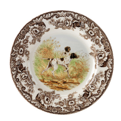 Spode Woodland Dogs Dinner Plate 10.5" Pointer