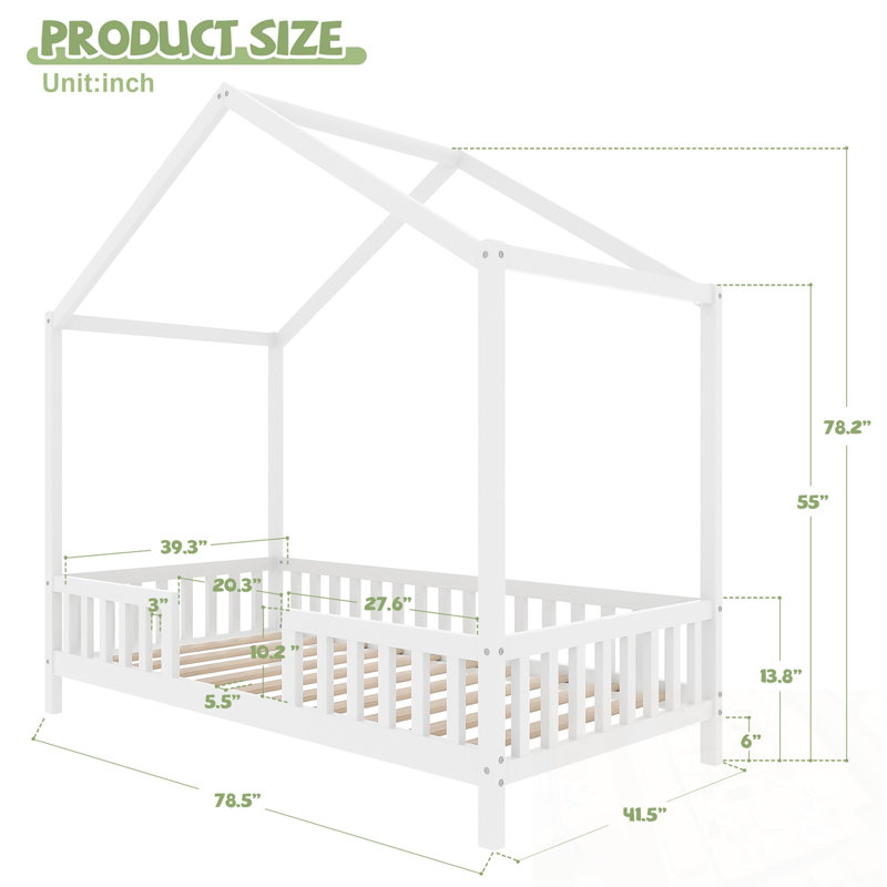 Lit simple avec auvent et balustrades hautes, Blanc