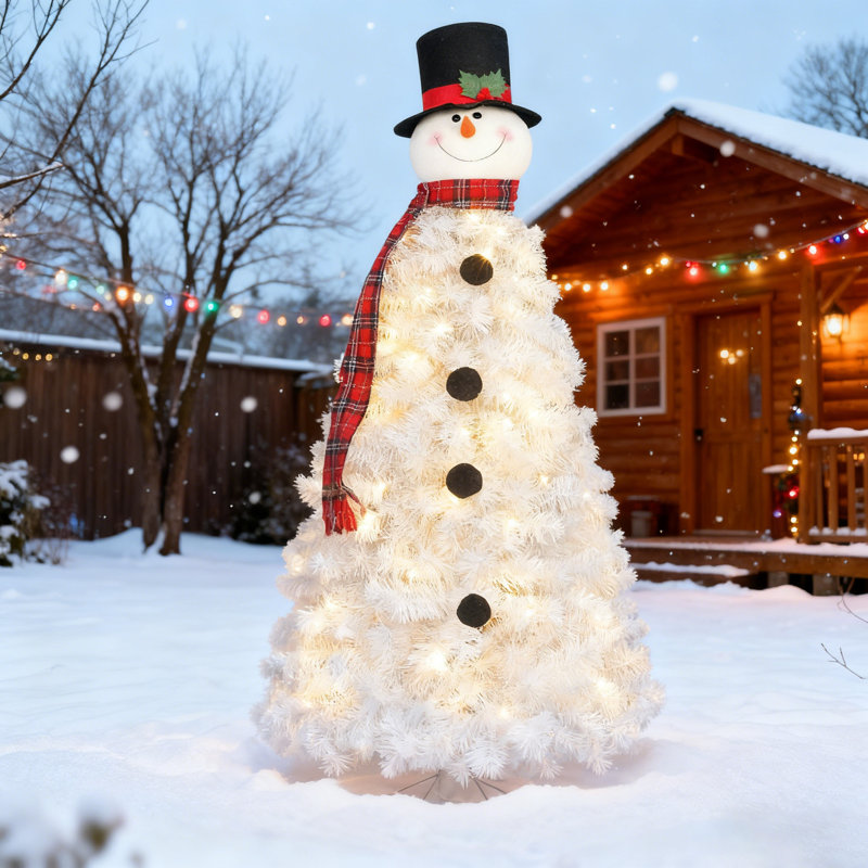 Arbre de Noël avec 100 lumières bonhomme de neige et arbre de Noël avec 380 branches