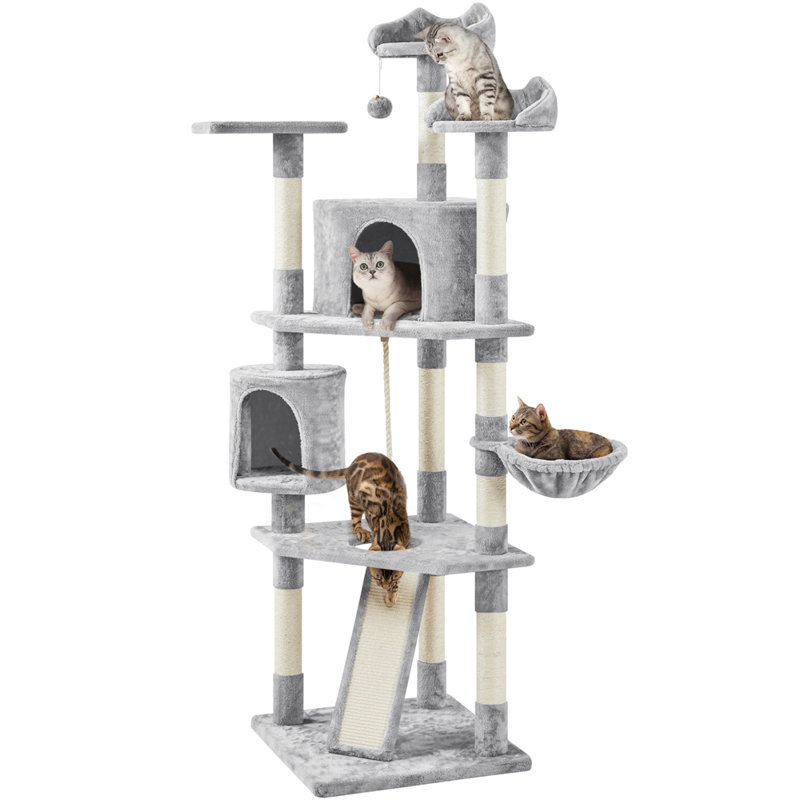 Siebert 79 " H Cat Scratching Post, Light Gray