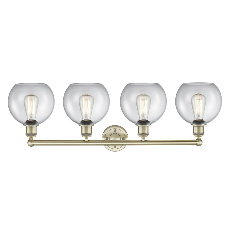 Éclairage pour salle de bain 4 lumières Ellington, Transparent, Laiton antique