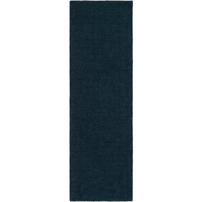 Tapis bleu foncé en laine Crowe, Tapis de couloir 2 pi 6 po x 8 pi