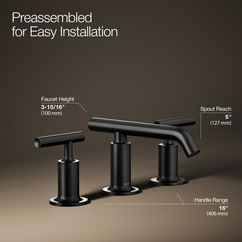 Purist Widespread Bathroom Faucet with Drain Assembly, Matte Black