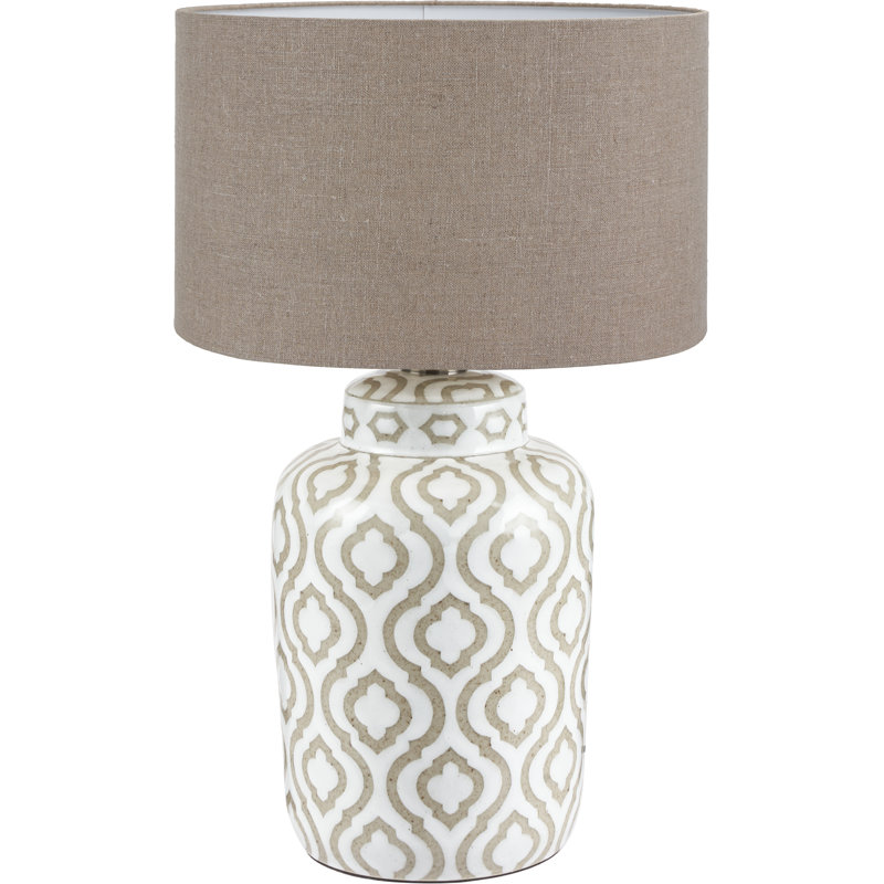 Ceramic Table Lamp, 19.68" H x 11.81" W x 11.81" D, Brown, Beige