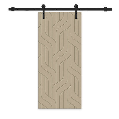 Hollow Paneled Painted without Installation Hardware Kit Barn Door