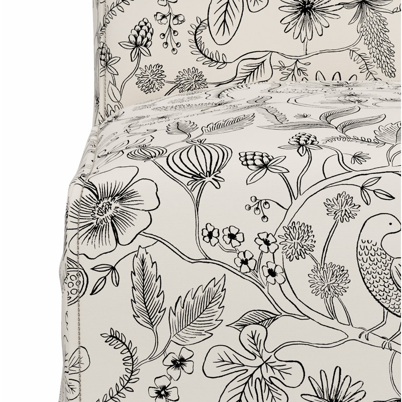 Frances Slipcover Dining Chair, Rpc Aviary Black & Cream Linen