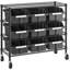 Étagère à bacs en acier à 4 niveaux - Étagère de rangement solide avec 9 bacs - Organisateur pour garage, entrepôt, bureau, restaurant, salle de classe, cuisine, graphite