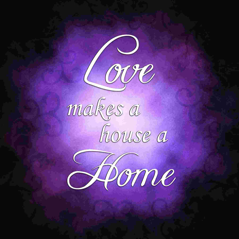 «Love Home 2», art textuel sur toile tendue, H 36 po x l 36 po