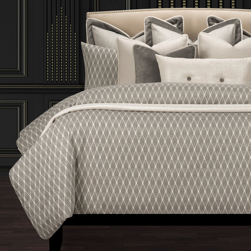 Deco Duvet Cover & Insert Complete Designer Set, Gray, King Duvet Cover + 5 Shams + 4 Throw Pillows