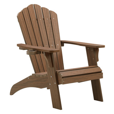 Chaise Adirondack, chaise de patio surdimensionnée pour l'extérieur 350 lb avec porte-gobelet, siège d'extérieur toutes saisons résistant aux intempéries et à la décoloration, brun