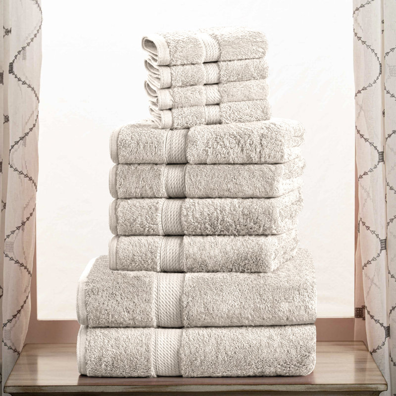 Scotia Egyptian Cotton Bath Towel Set, Stone, 10Pc Towel Set (2Bath, 4Hand, 4Face)
