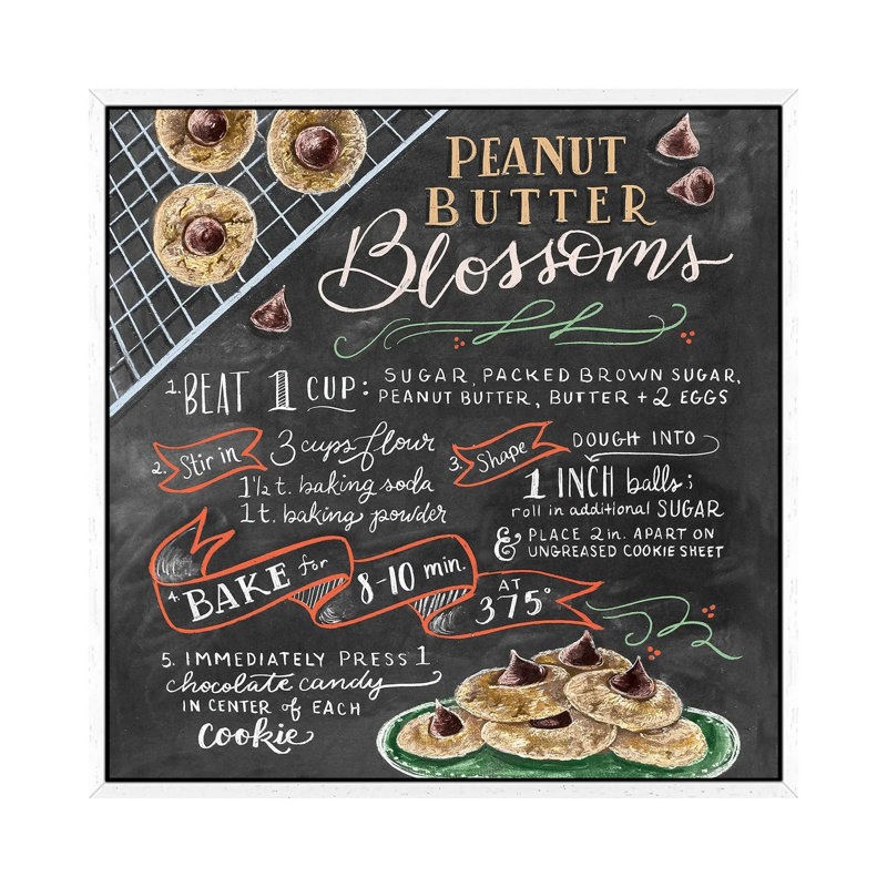 Peanutbutter Blossoms Recipe by Lily & Val - Print on Canvas, White Framed Canvas, 66.04 cm H x 66.04 cm W