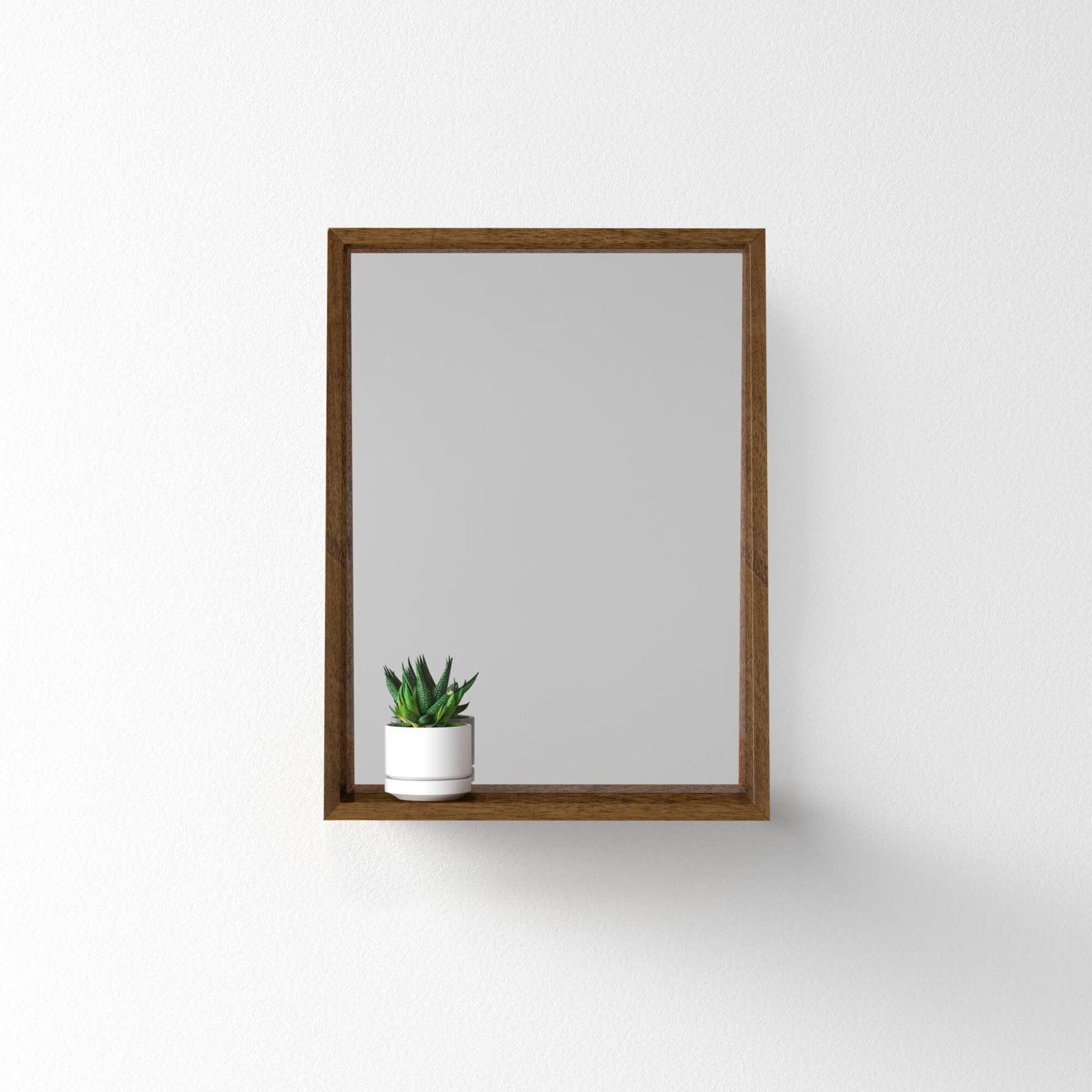 Parkside Rectangle Mirror with Shelves, Rustic Brown