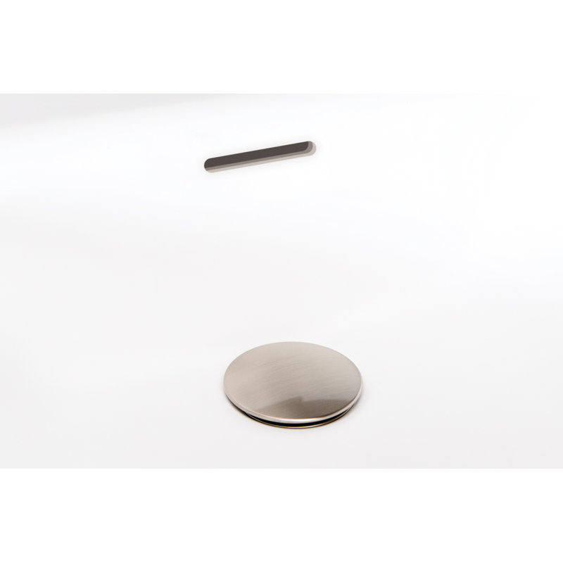 Wave 57.63" x 26.25" x 24.81" Freestanding Solid Surface Soaker Tub, White Matte, Brushed Nickel