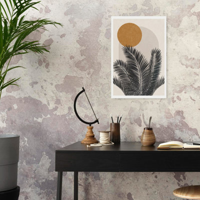 Desert Sun Palm Leaves Abstract Geometric Minimalist Palm Landscape Nature Wall Art Print