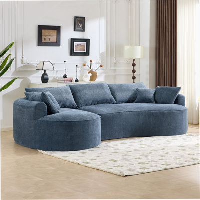 Boneless 124.5-Inch Modern Compressed Sofa With High-Resilience Sponge And Plush Chenille Upholstery For Ultimate Comfort.