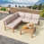 Coussin beige / structure en teck est en rupture de stock